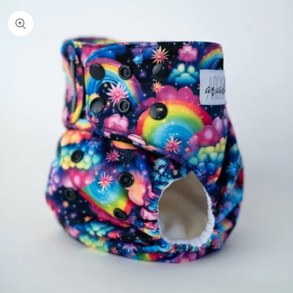 Rainbow Glow OS Pocket Cloth Diaper w/ AWJ Inner by Arcadia Cloth Diapers - Picture 1 of 4